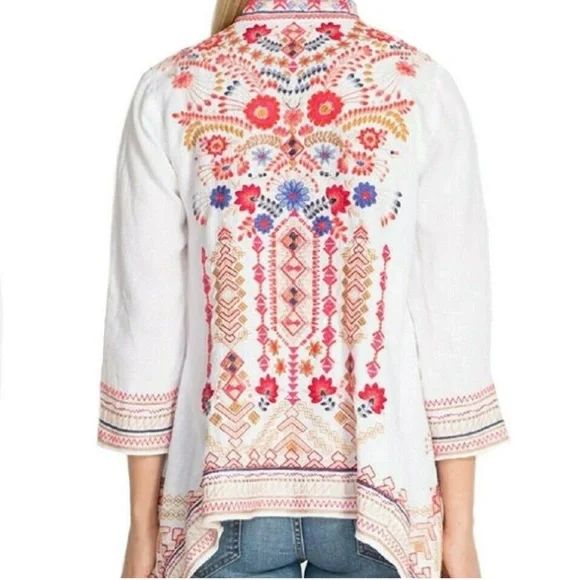 Johnny Was white linen jacket w/ embroidery size S. Major price drop!! - Picture 2 of 6